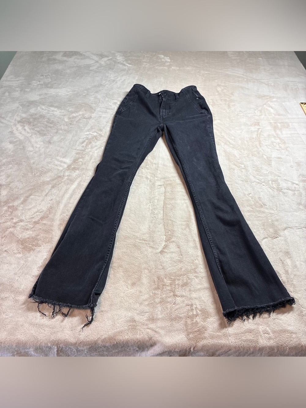 NWT Free People We The Free Level Up Slit Bootcut Black Jeans Women's 27 Raw Hem